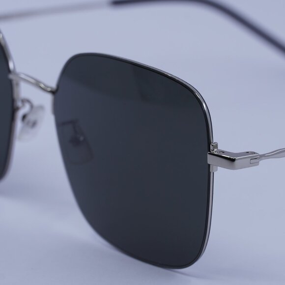 Saint Laurent SL410 WIRE 004 Sunglasses Silver Square Frame, Grey Lenses - Picture 7 of 10